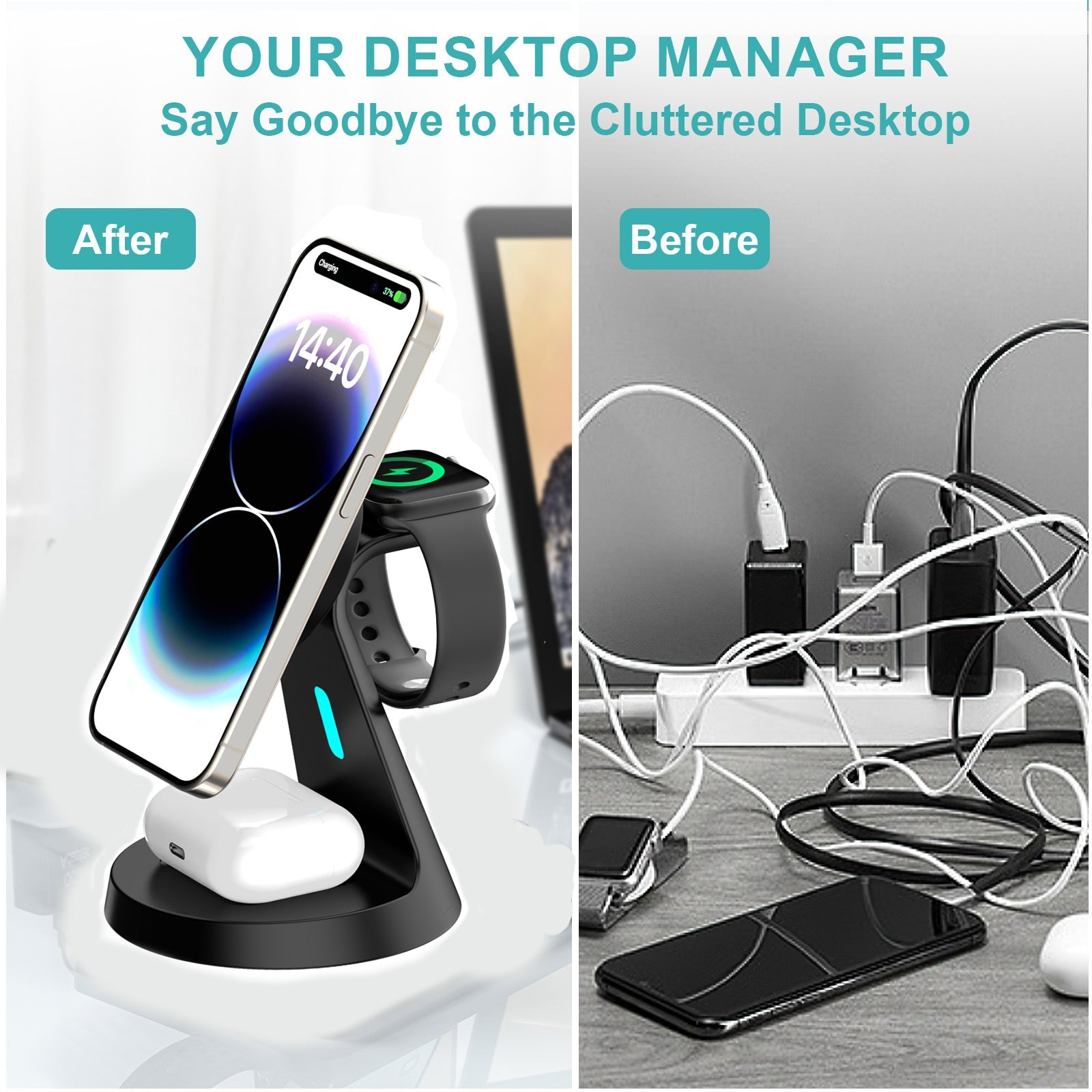 The Perfect Fusion of Function and Aesthetics: 3-in-1 Wireless Fast Charger