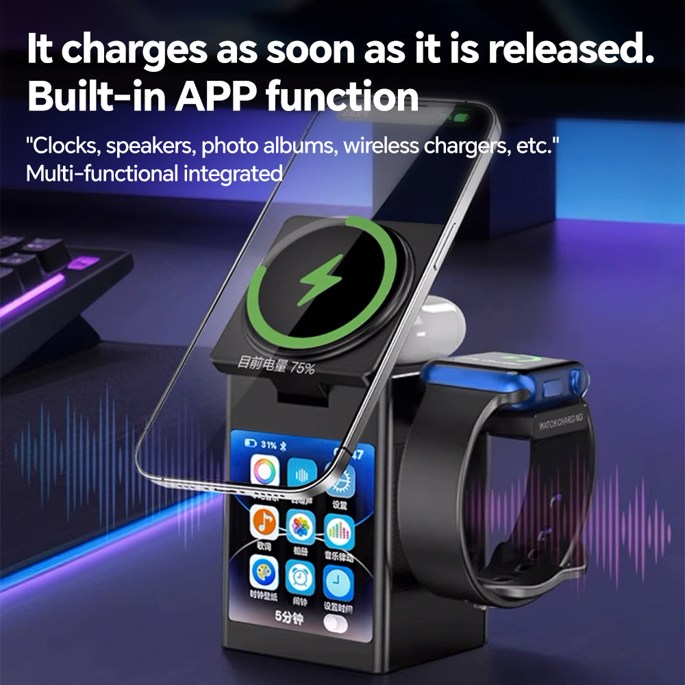 MEKO 3-in-1 Wireless Charger with LED Display Dynamic Screen