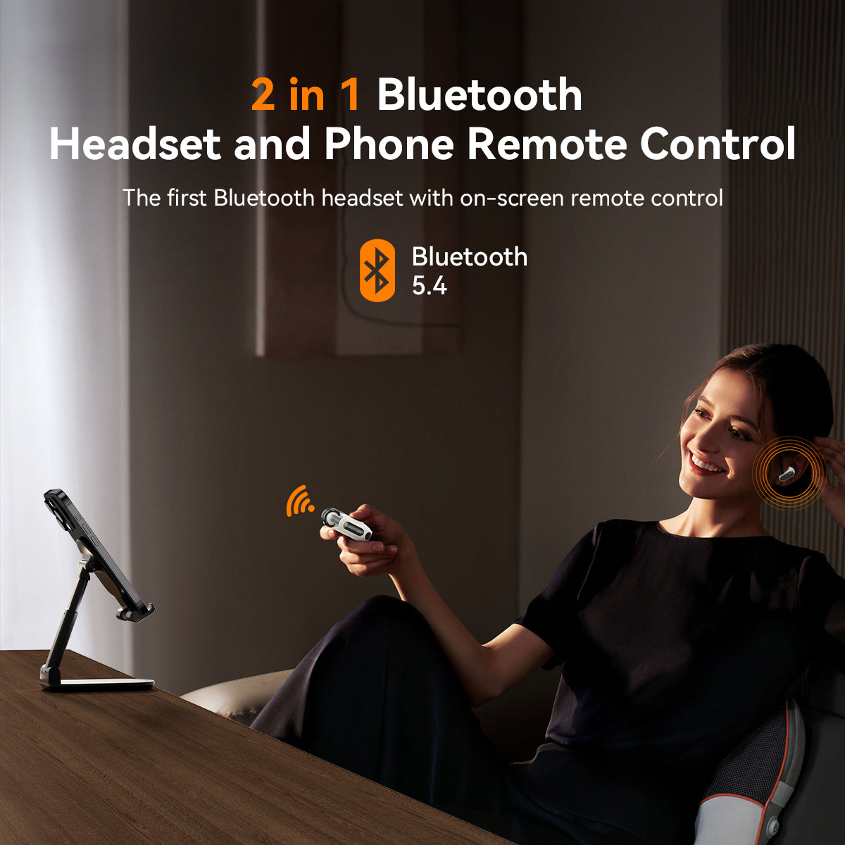 2 in 1 Bluetooth Headset and Phone Remote Control