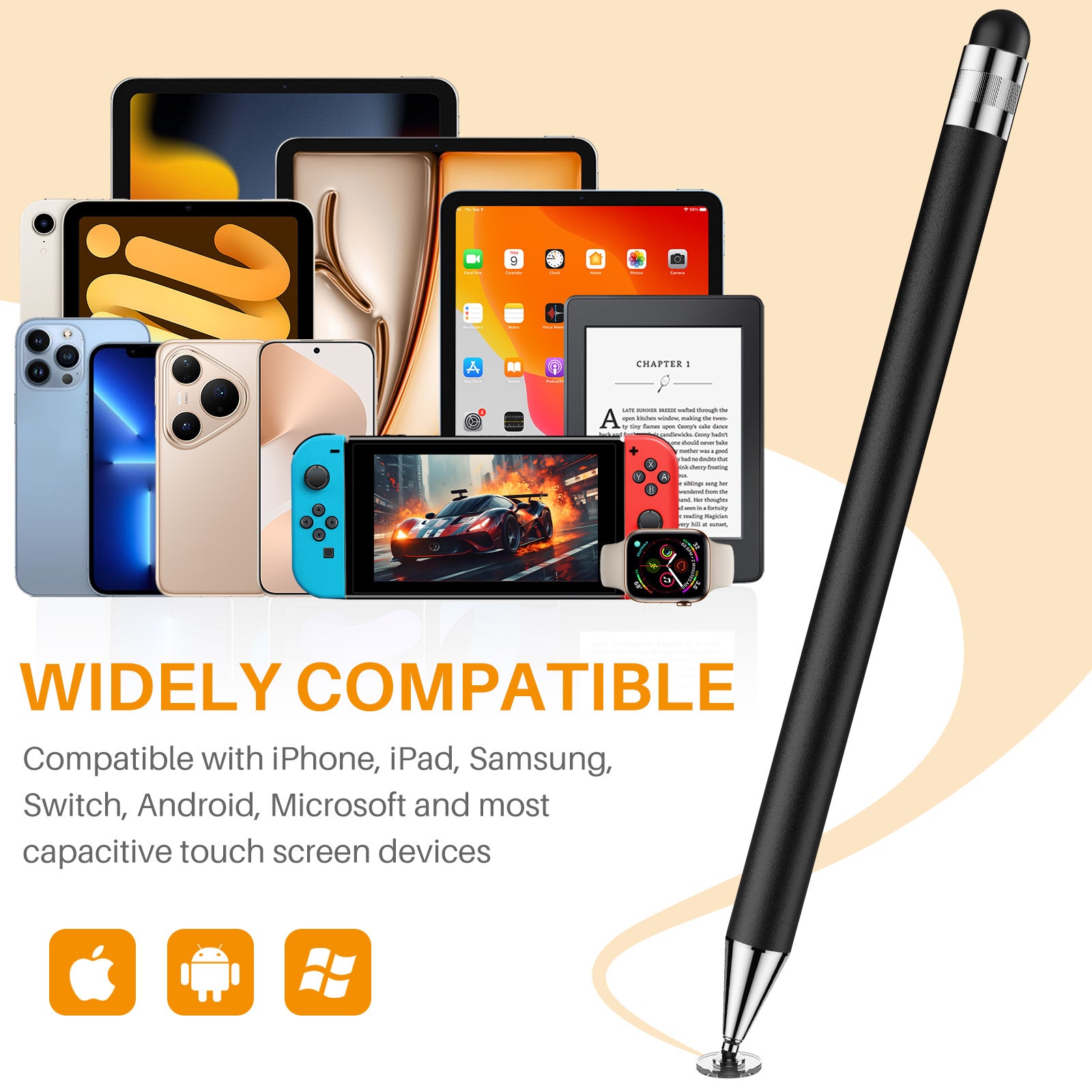 MEKO 5 Pack 2-in-1 Silicone Suction Cup Stylus Pens