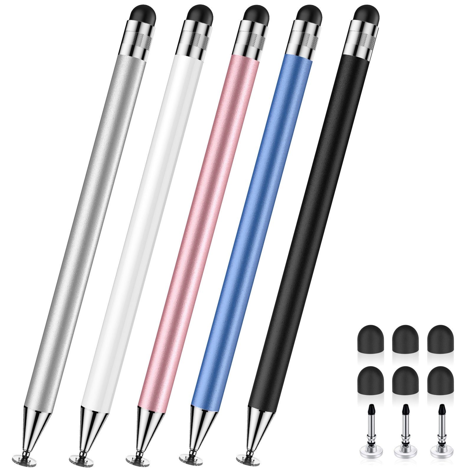 MEKO 5 Pack 2-in-1 Silicone Suction Cup Stylus Pens