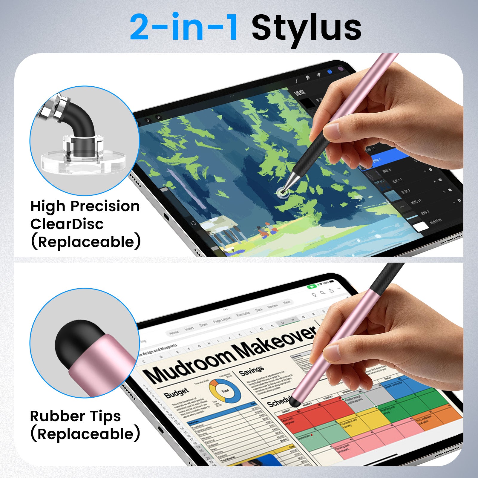 MEKO 2-in-1 Silicone Suction Cup Stylus Pen
