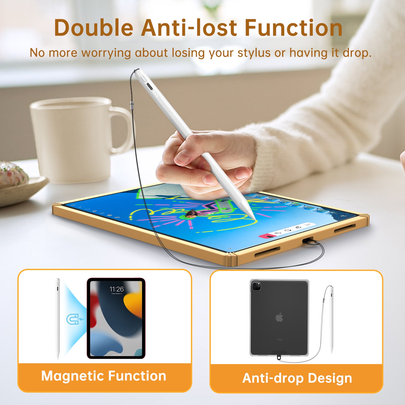MEKO 3th Stylus Pen for iPad with Anti-Loss Lanyards