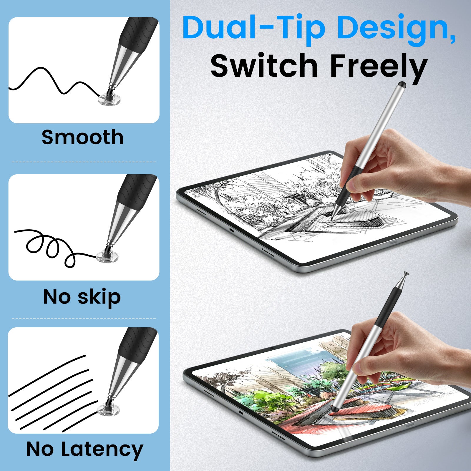 MEKO 2-in-1 Silicone Suction Cup Stylus Pen
