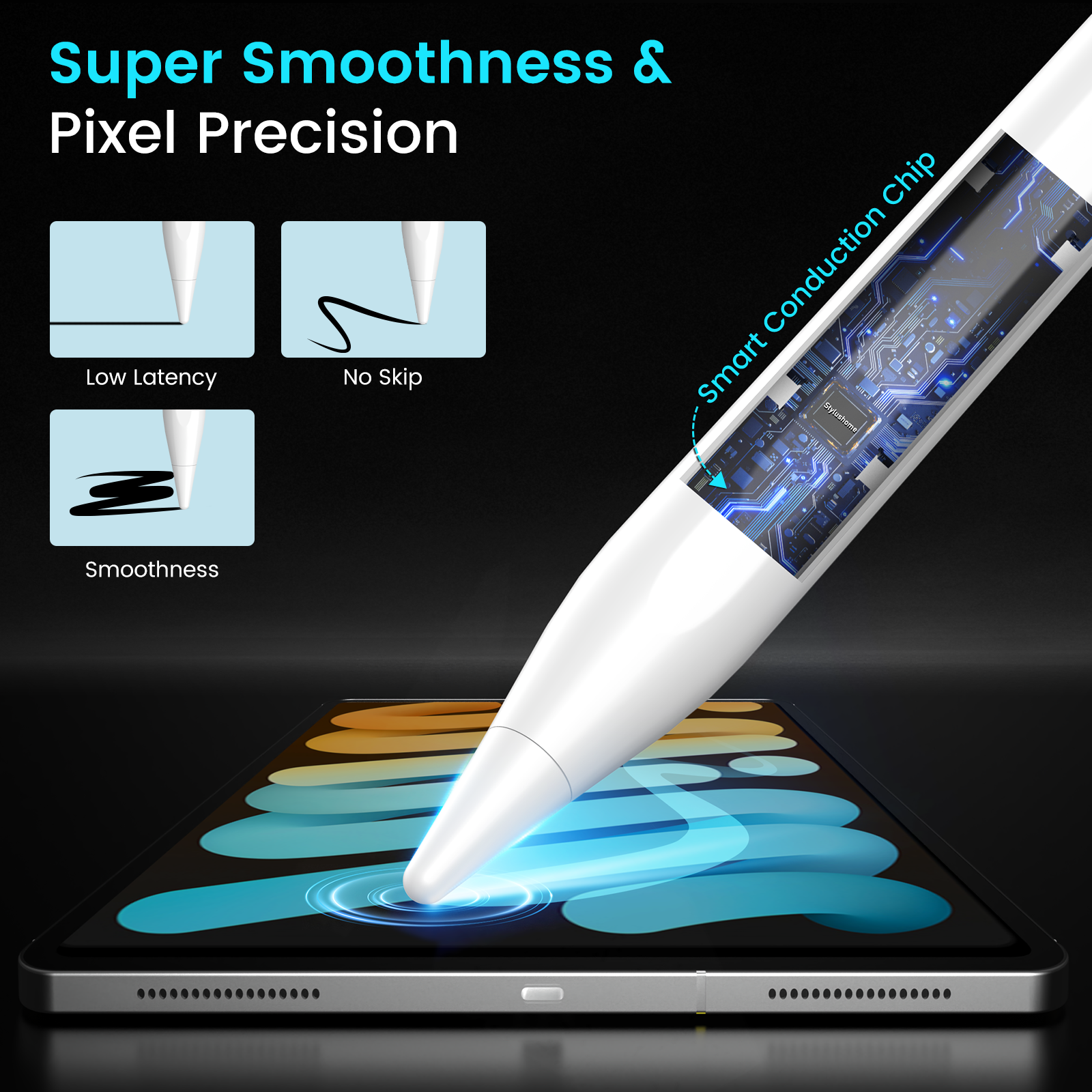 MEKO Fast Charging Active Stylus Pen – Long Battery Life Touchscreen Pencil with 2 Replacement Tips