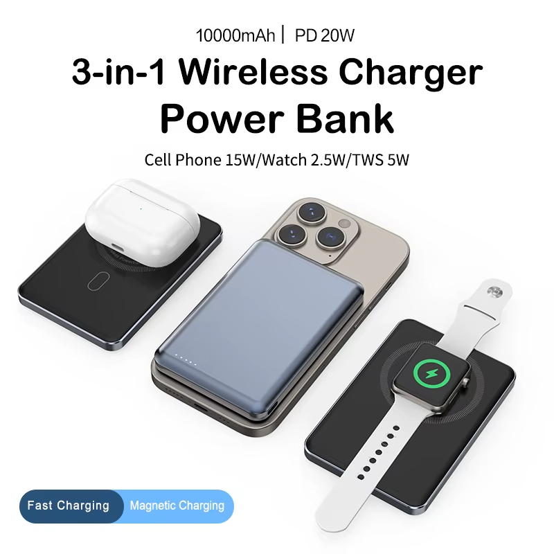 Three-in-one wireless charging & 10,000 mah super power charging