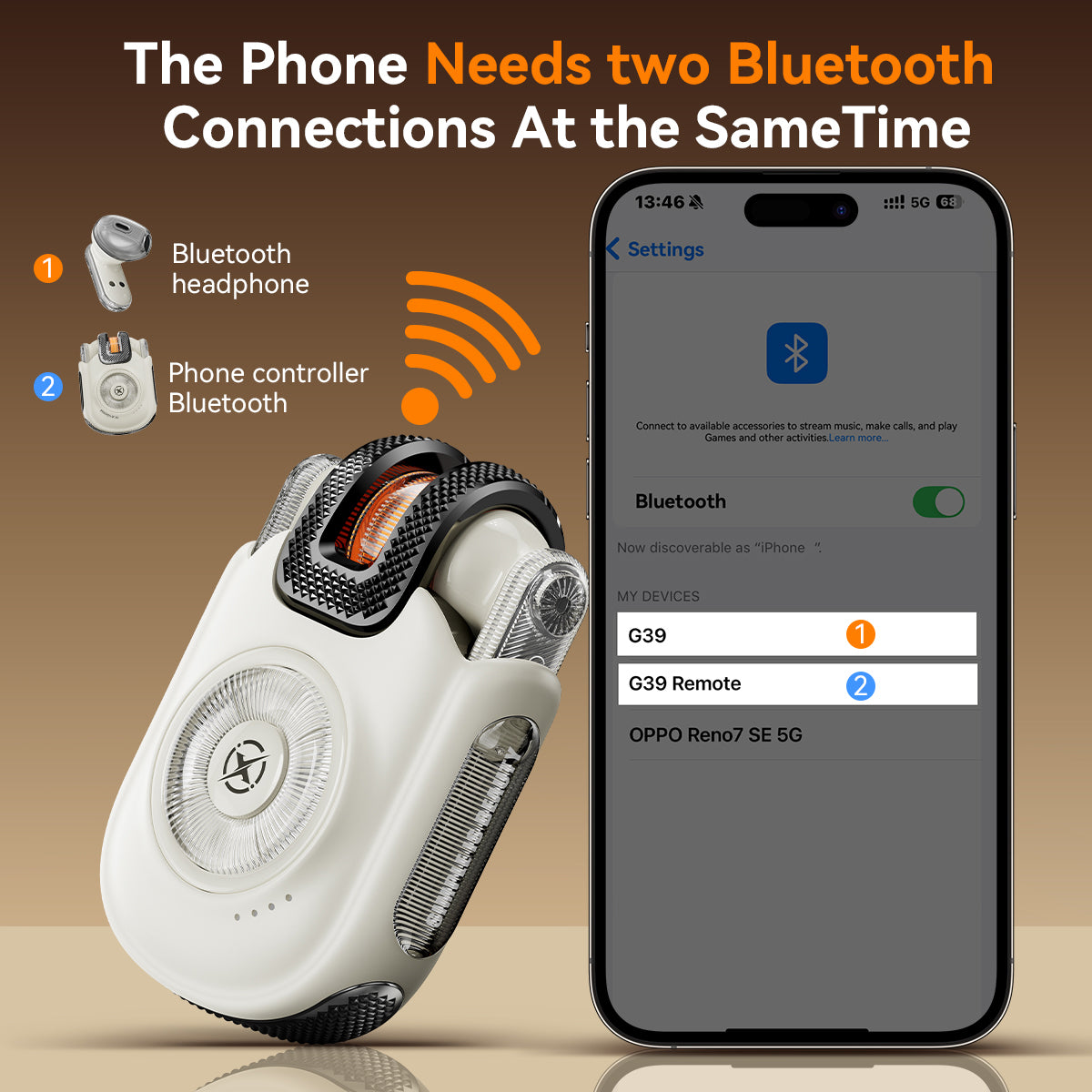 2 in 1 Bluetooth Headset and Phone Remote Control