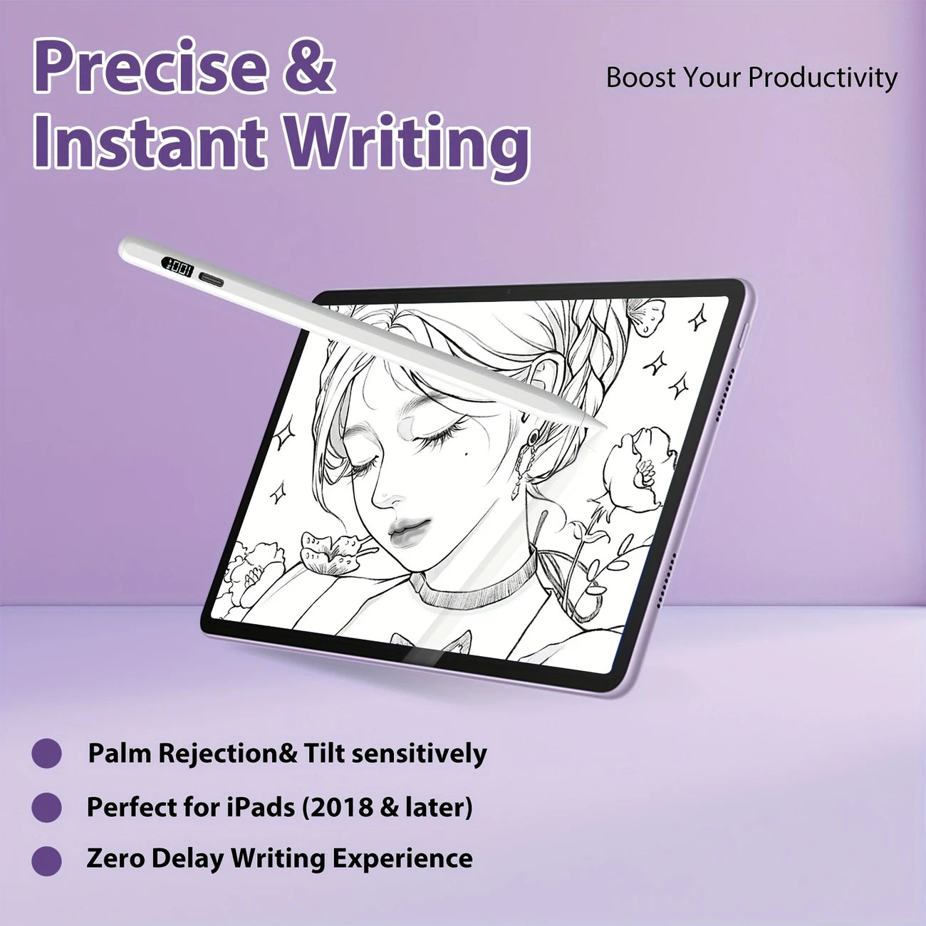 Stylet pour iPad (2018-2024) - Charge rapide 3X